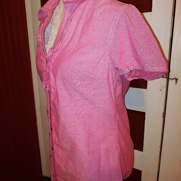 Bit & Bridle Western Snap Button Blouse Cap Sleeves M - Picture 3 of 7